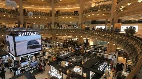 View of the galeries lafayette store, paris Stock Footage 58783335