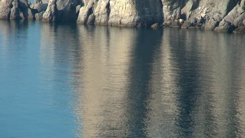 View from Galitsyn trail to pointed rocks and boulders Royal Beach. Stock Footage 108335347
