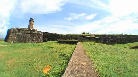View of Galle's Clock tower, Sri Lanka Stock Footage 92396491