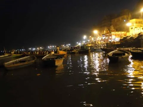 View from the ganges river, evening Stock Photos