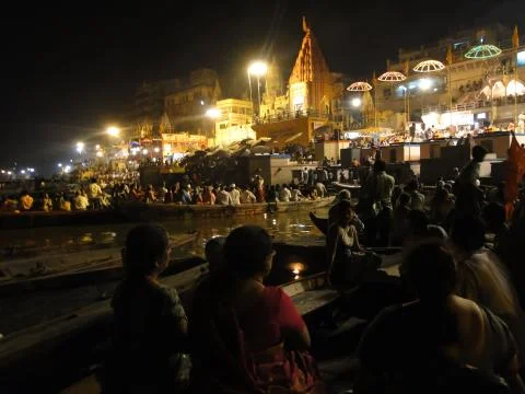 View from the ganges river, evening Stock Photos