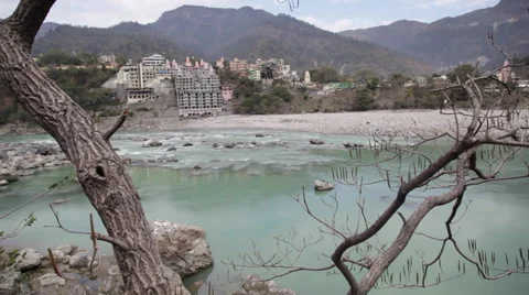 View of Ganges River Through Tree Branches Stock Footage 41244425