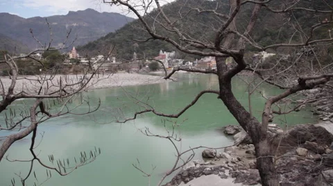 View of Ganges River Through Tree Branches Stock Footage 41244521