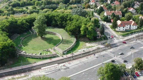 View of Garden in Budapest from the sky Stock Footage 196876046