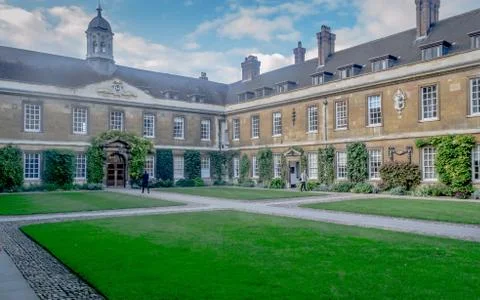 A view garden inside Trinity Hall College on a sunny day Stock Photos
