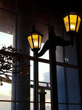 View of garden lights inside the building Stock-Fotos