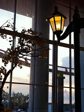 View of garden lights inside the building 스톡 사진