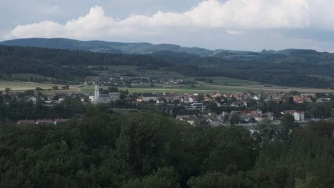 View from the Gardens of Melk Abbey Stock Footage 115901626