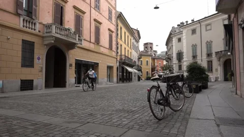 View of via Garibaldi in the city of Cremona Stock Footage 166241911