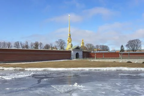 View of the gates to the Peter and Paul Fortress, spring day. Saint Petersburg Stock Photos