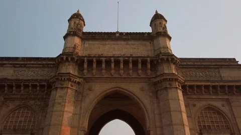 View of Gateway Of India in sunny day. Stock Footage 121109580