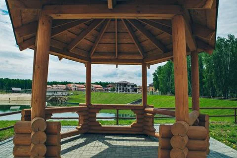 View of the gazebo from the inside Фото