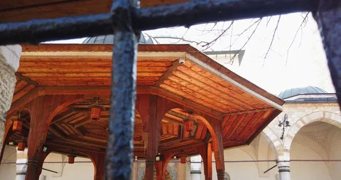 View of Gazi-husref-beg Mosque in Sarajevo Stock Footage 128654160