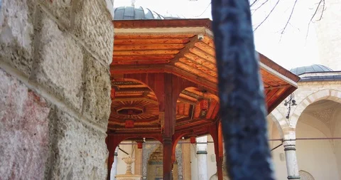 View of Gazi-husref-beg Mosque in Sarajevo Stock Footage 128654313
