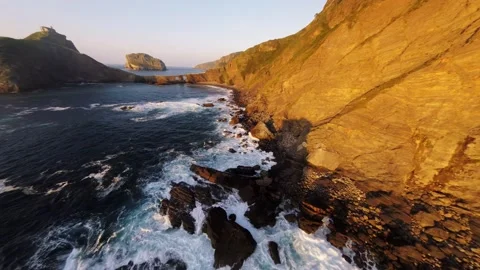View of Gaztelugatxe, the coast of Biscay, Basque Country to northern Spain Stock-Footage 159974310