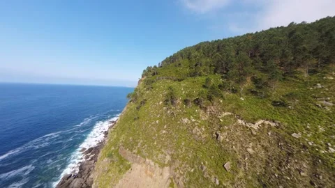 View of Gaztelugatxe, the coast of Biscay, Basque Country to northern Spain Stock-Footage 159975101