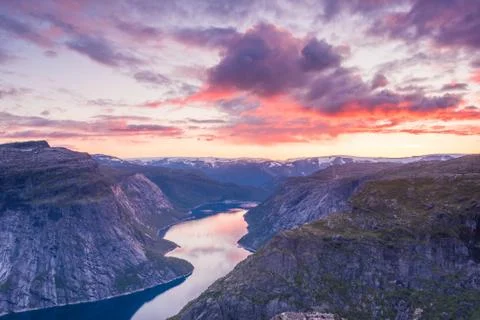 View from the general area of Trolltunga. 库存照片
