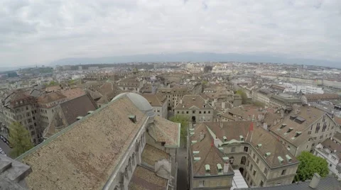 View to the Geneva tile roofs from St. Pierre Cathedral - Switzerland 4K 動画素材 49315335