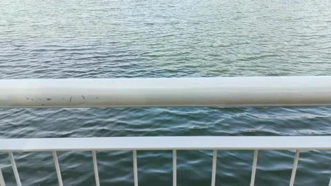 View of gentle waves on the lake from behind the fence. Stock Footage 295653190