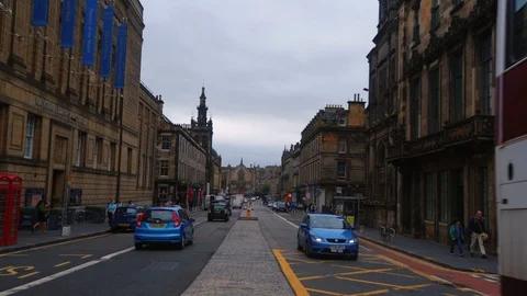 View of George IV bridge in Edinburgh old town Stock Footage 113961460
