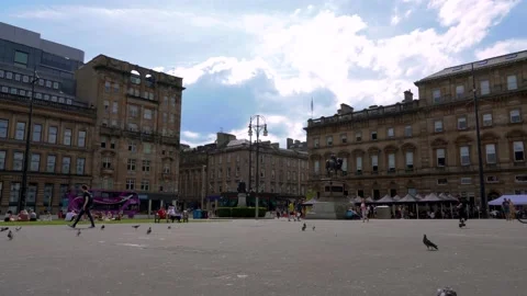 View of George Square in Glasgow Stock Footage 156163041