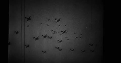 View of German fighter airplanes in sky Stock Footage