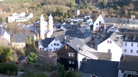 View of the German small town Bad Munstereifel. Stock Footage 33882927