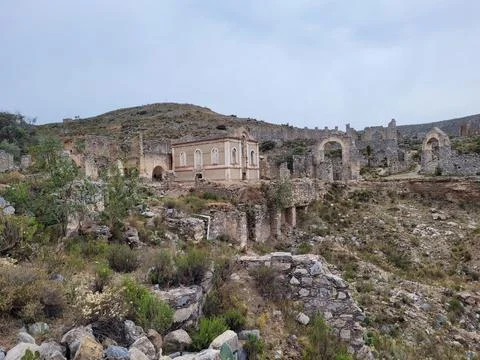 View of the ghost town in Real del Catorce in San Luis Potosi, from the road Stock Photos