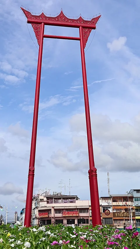 View of Giant Swing. Vertical video. Stock Footage 283314488