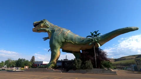 View of giant T-Rex statue, Drumheller Stock Footage 244690742
