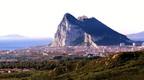 View of Gibraltar from Spain Stock Footage 22047297