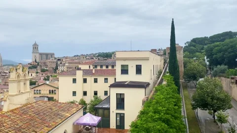 View of Girona cathedral Stock Footage 279936057