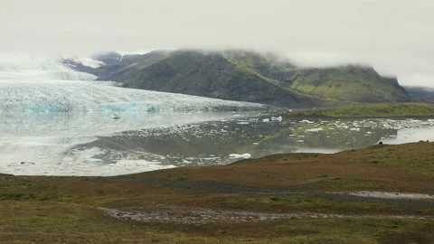 View of the glacial lagoon and terminus of Fjallsárlón glacier in Iceland. Stock Footage 154314865