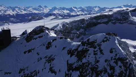 View of Glacier 3000 with Alpine Peaks, Suspended Bridge (Peak Walk) Stock Footage 303465853