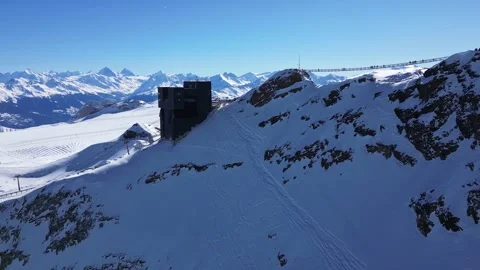 View of Glacier 3000 with Alpine Peaks, Suspended Bridge (Peak Walk) Stock Footage 303466058