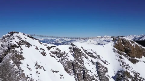 View of Glacier 3000 with Alpine Peaks, Suspended Bridge (Peak Walk) Stock Footage 303466426