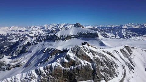 View of Glacier 3000 with Alpine Peaks, Suspended Bridge (Peak Walk) Stock Footage 303467204