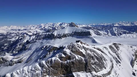 View of Glacier 3000 with Alpine Peaks, Suspended Bridge (Peak Walk) Stock Footage 303467271