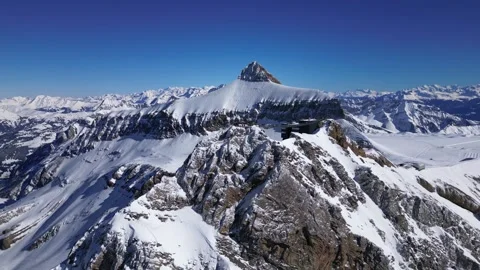 View of Glacier 3000 with Alpine Peaks, Suspended Bridge (Peak Walk) Stock Footage 303467336