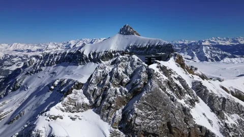 View of Glacier 3000 with Alpine Peaks, Suspended Bridge (Peak Walk) Stock Footage 303467360