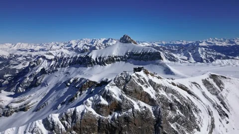 View of Glacier 3000 with Alpine Peaks, Suspended Bridge (Peak Walk) Stock Footage 303467384