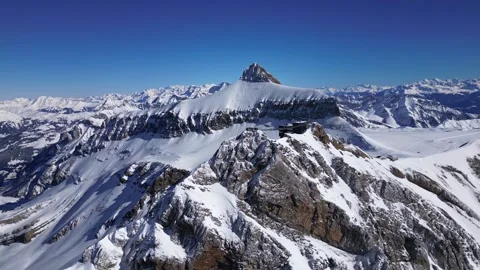 View of Glacier 3000 with Alpine Peaks, Suspended Bridge (Peak Walk) Stock Footage 303467444