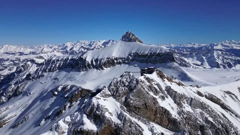 View of Glacier 3000 with Alpine Peaks, Suspended Bridge (Peak Walk) Stock Footage 303467713