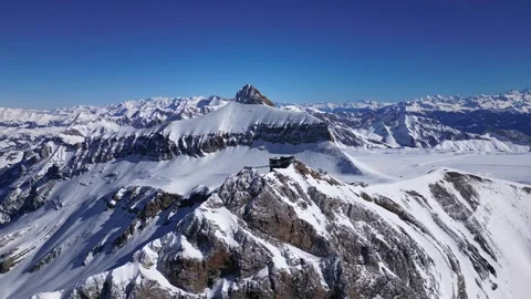 View of Glacier 3000 with Alpine Peaks, Suspended Bridge (Peak Walk) Stock Footage 303467718