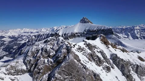 View of Glacier 3000 with Alpine Peaks, Suspended Bridge (Peak Walk) Stock Footage 303487973