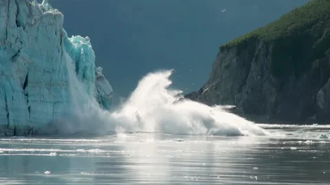 View of a glacier melting and collapsing as a result of climate crisis. Stock Footage 282677466