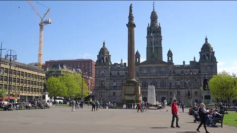 View of Glasgow City Chambers, George Square, Glasgow, Scotland, UK Stock Footage 239088262