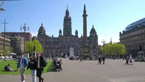 View of Glasgow City Chambers, George Square, Glasgow, Scotland, UK Stock Footage 239089080