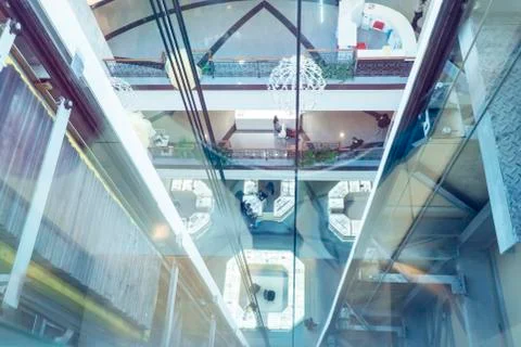 View from the glass elevator Stock Photos