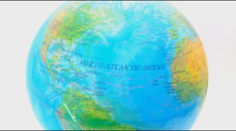 View Of Globe Rotates Close Up on White Background Stock Footage 46219886